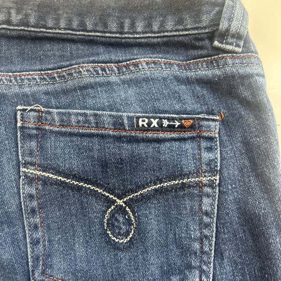 Roxy Jeans Sunset Beach Flare Fit Blue Denim Distressed Juniors Size 7 Low Rise - Picture 7 of 16